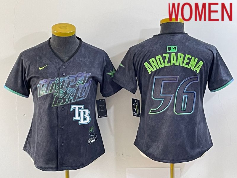 Women Tampa Bay Rays #56 Randy Arozarena Nike MLB Limited City Connect Black 2024 Jersey style 5->tampa bay rays->MLB Jersey